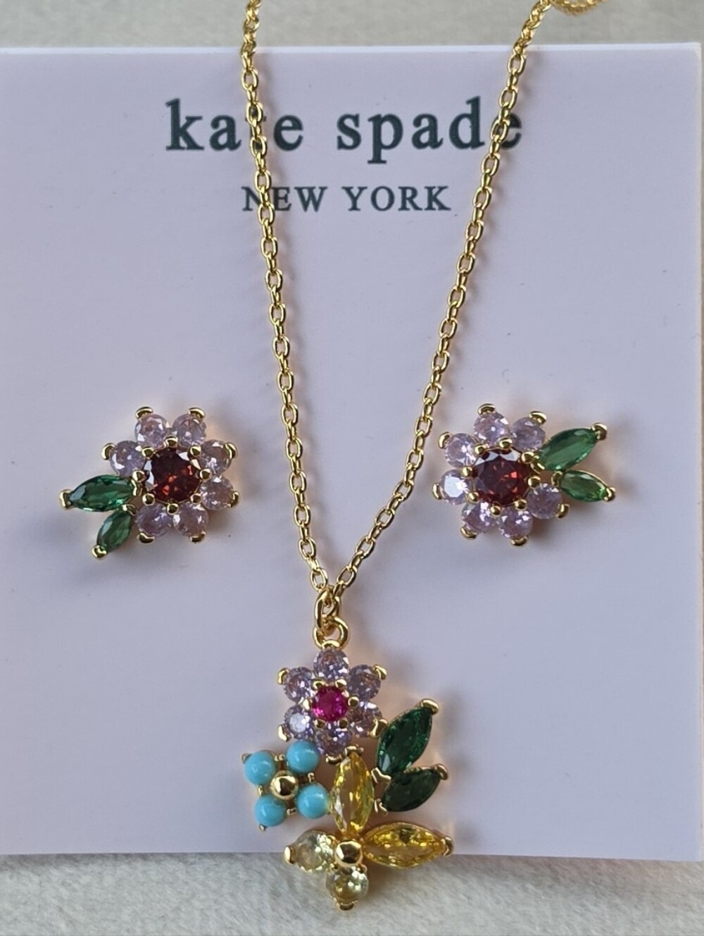 Kate Spade New Bloom Cluster Floral Pendant Necklace & Earrings